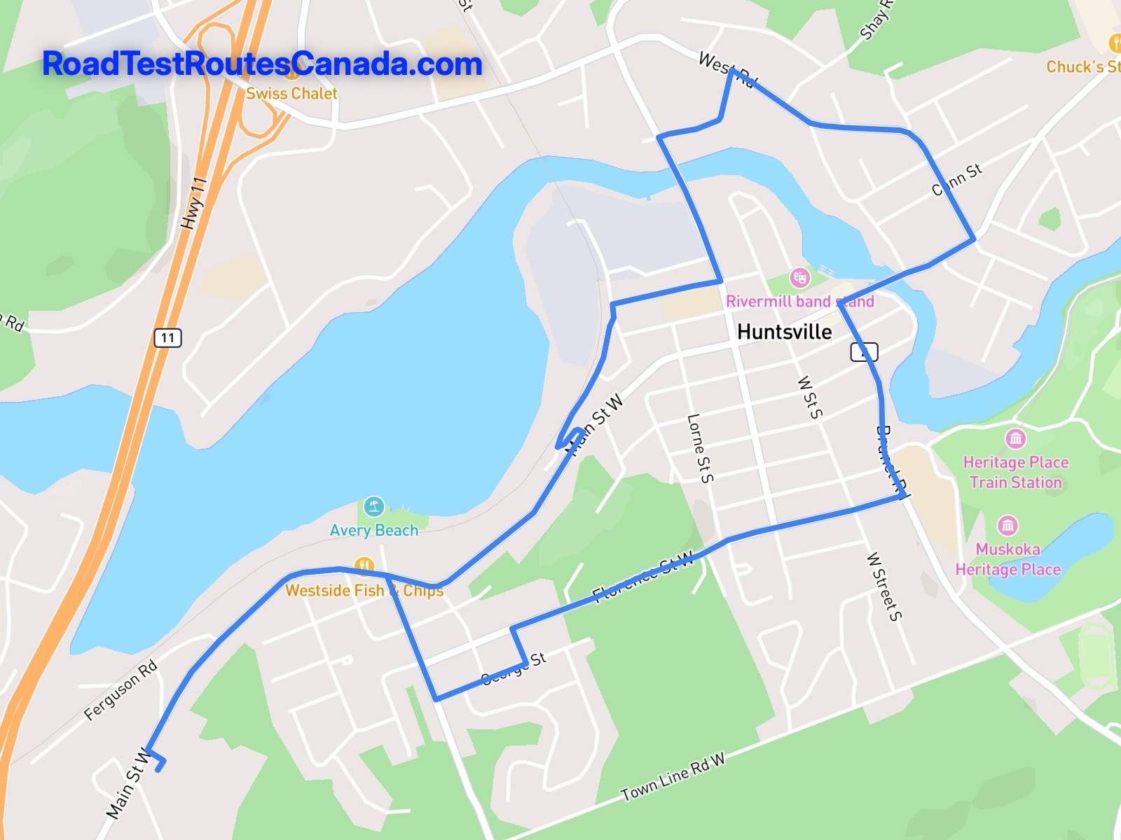 Huntsville Sample Drive Test Route Map